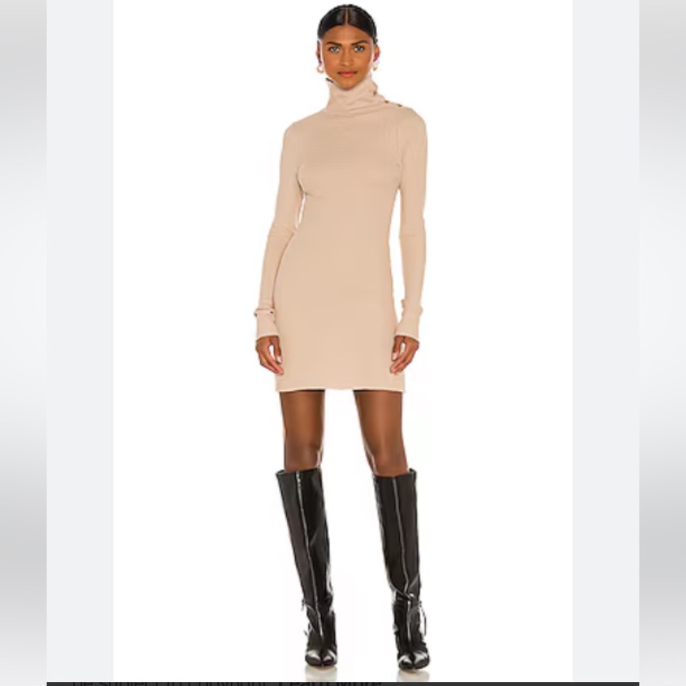 ✨NWT Revolve The Range Stark Jumbo Waffle Knit   Turtleneck Mini Dress in Saddle